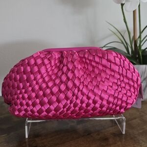 Bailey Clutch . Vibrant Pink Woven Clutch